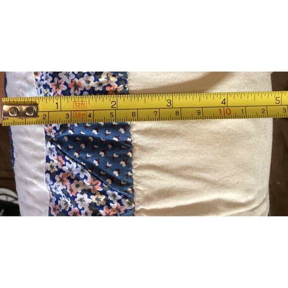 15" Square Quilted & Embroidered Floral Sofa Throw Pillow With Blue Floral Borde - Picture 2 of 4